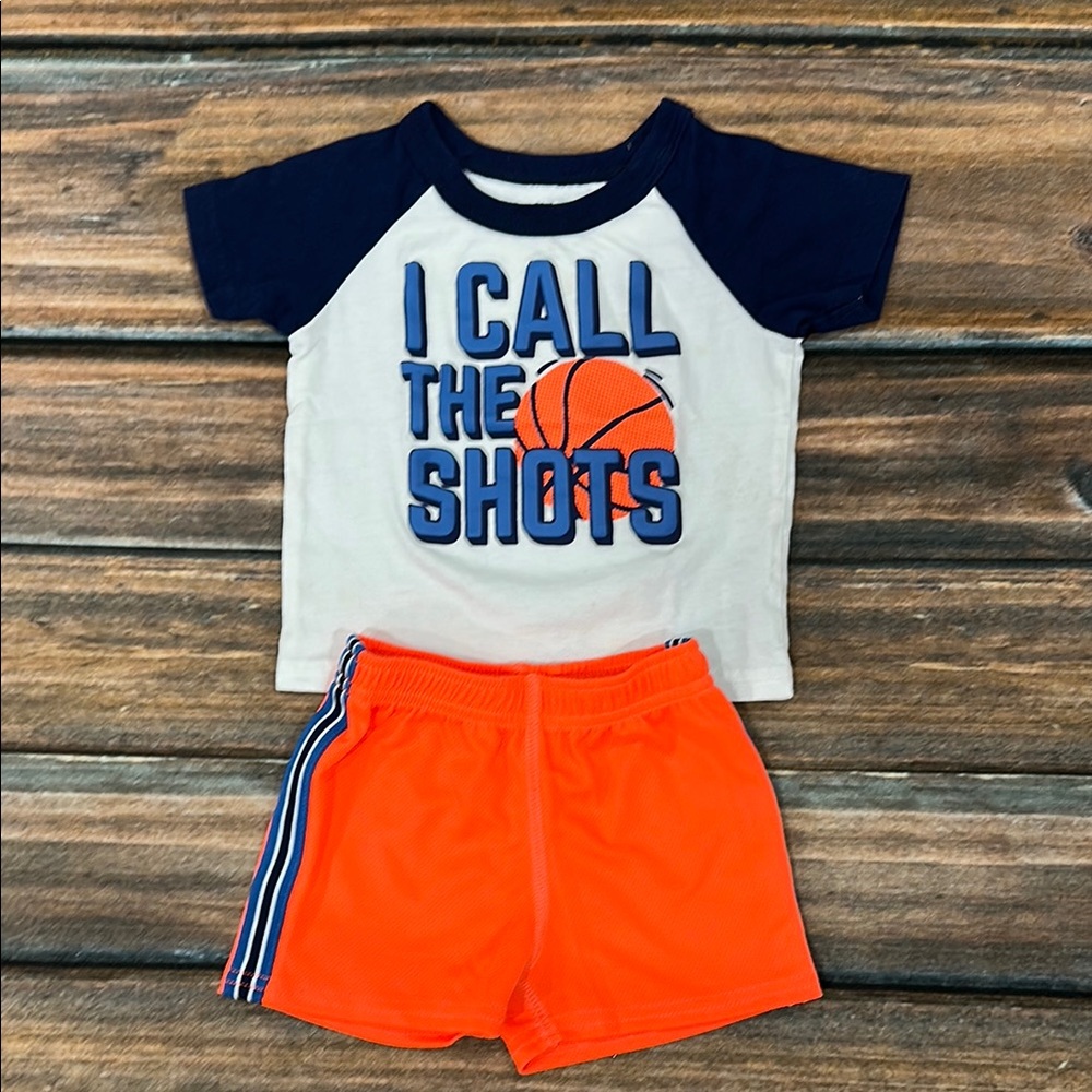 Carter’s Size 6 Month Kids Basketball Themed T-shirt and shorts set
